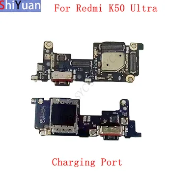 Плата разъема USB-порта для зарядки Гибкий кабель для Xiaomi Mi 12T Redmi K50 Ultra Запасные части для устройства чтения sim-карт