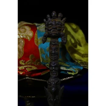 Кронштейн для кинжала Пхурба из латуни тибетского буддизма длиной 9,5 см, Факи с головой Будды ручной работы