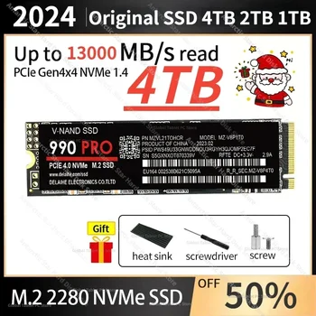 SSD M.2 NVME 990PRO PCIE4.0 2280 Внутренних Твердотельных Накопителей 1 ТБ 2 ТБ 4 ТБ Настольный ПК Ноутбук PS5 Жесткий Диск с Динамическим кэшированием