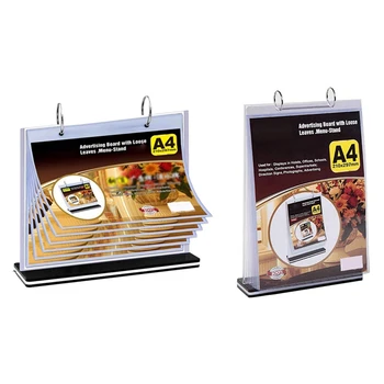 2X Многостраничная подставка для карточек с откидной крышкой формата А4, съемный держатель бизнес-меню для этикеток