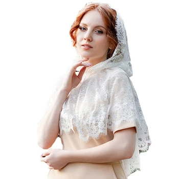 Женская шаль с нежной кружевной отделкой, весенне-летние легкие шали, Солнцезащитный шарф с капюшоном для свадебной вечеринки