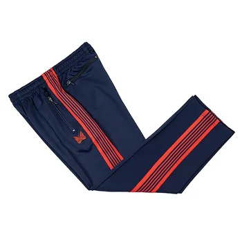 23SS Новые модные брюки с иглами, мужские Женские спортивные брюки с разноцветными полосками, вышитые логотипом Бабочки, брюки в стиле хип-хоп