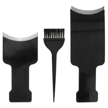 3шт Мелирующая доска и щетка Плоская расческа, Балаяжная лопатка, щетка для окрашивания волос для домашнего и салонного использования, черная