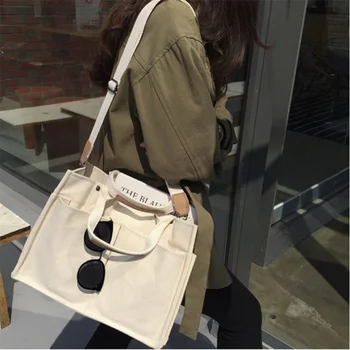 Холщовая сумка, новая модная женская сумка большой емкости, сумка через плечо, повседневная сумка для покупок, дорожная сумка с несколькими карманами