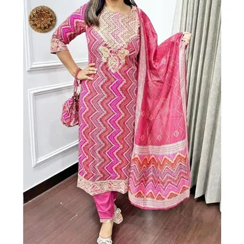 Шаровары Женское платье с вышивкой Курти брюки Дупатта пакистанский дизайнер подарков