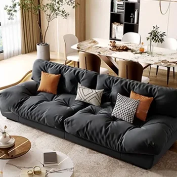 Квадратный Водонепроницаемый Мягкий Диван Black Double Cloud European Lounge Sofa Lazy Nordic Loveseat Salon Meuble Мебель Для Комнаты