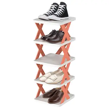 Цветные Дверные Шкафы, Соответствующие Цвету Шкафа, Складной Органайзер Для Хранения Компактной Обуви, 5 Слоев Обуви, Простые Стеллажи Для Обуви