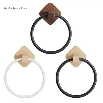 E8BD Алюминиевое деревянное кольцо для полотенец, держатель для полотенец для ванной, вешалка для полотенец для кухни, настенное крепление, хранение в тяжелых условиях.