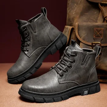 Dr. 2022 Осенние Новые Мужские Высокие Черные туфли Tide в Британском стиле, мужские спортивные туфли в Корейском стиле, Модная Мужская обувь