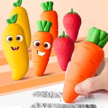 Креативный ластик с фруктами Биг Мак и Морковью, Уникальные и милые Канцелярские принадлежности, Школьные Канцелярские принадлежности, Ластик для карандашей для детей, Студенческий подарок