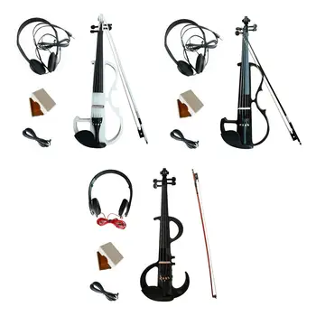 Электрическая скрипка с фурнитурой из черного дерева, Струнные инструменты, набор электрических скрипок, электронная тихая скрипка для взрослых любителей скрипки