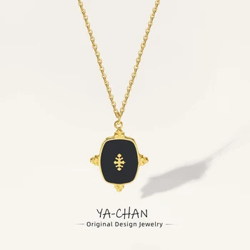 YACHAN Нержавеющая сталь 316L Золотая цепочка Ожерелье для женщины Кулон из черного натурального камня Нестандартной формы Модные ювелирные ожерелья