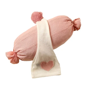 Вязаная подушка-конфетка для новорожденных с рисунком сердца, Шапочка с хвостиком, Аксессуары для фотосъемки новорожденных для мальчиков и девочек
