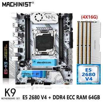 MACHINIST X99 Комплект материнской платы Xeon E5 2680 V4 CPU 64 ГБ (4*16G) оперативной памяти DDR4 ECC LGA 2011-3 Поддержка Nvme M.2 M-ATX K9