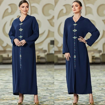 Кафтан Abaya Diamonds Дубай Саудовская Аравия Турция Ислам Мусульманское Скромное Платье Abayas Для Женщин Длинный Халат Djellaba Femme Caftan
