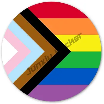 Наклейка с радужным флагом Progress Pride Покажите свою любовь к семье ЛГБТ с помощью этой виниловой наклейки на бампер вашего ноутбука