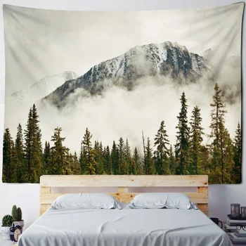 Картина с изображением туманной горы, Гобелен, висящий на стене, Психоделические холмы, природные пейзажи, тема для оформления комнаты, гостиной