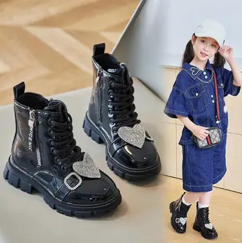 Детские короткие сапоги принцессы, детские высокие сапоги для новорожденных девочек, осенне-зимние Корейские модные теплые ботинки, мягкие Зимние ботинки Mar-tin