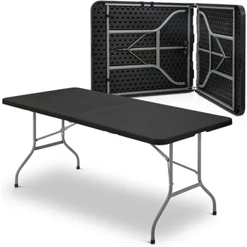6-футовый складной стол из сверхпрочного пластика с ручкой и замком для кемпинга, ужина, вечеринки, портативного стола для пикника в помещении на открытом воздухе