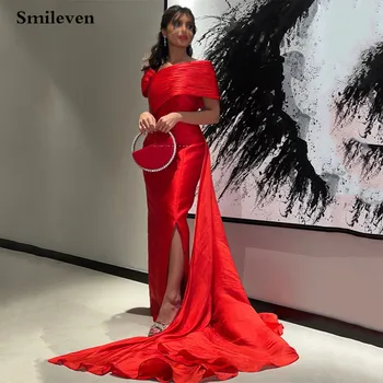 Красные вечерние платья Smileven с длинным шлейфом, Саудовская Аравия, халат с разрезом, вечернее платье для выпускного вечера 2023
