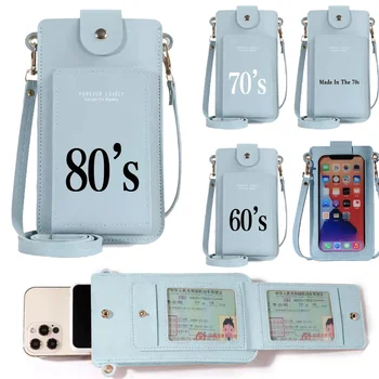 Сумка для мобильного телефона Huawei с сенсорным экраном, сумка через плечо, модная мини-сумка на плечо из искусственной кожи с текстовым принтом, женский кошелек для телефона