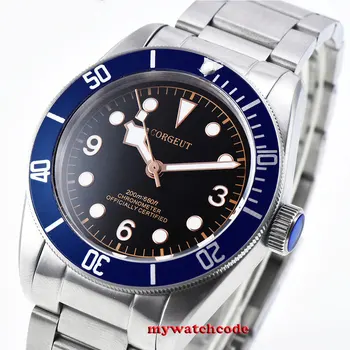 corgeut черный циферблат со светящимся сапфировым стеклом miyota 8215 автоматические мужские часы