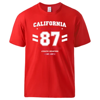 Лос-Анджелес, Калифорния, Сша, 1997, Мужская Свободная футболка с Надписью Street Letter С короткими рукавами, Хлопковый Топ Tide, Базовые Универсальные Футболки