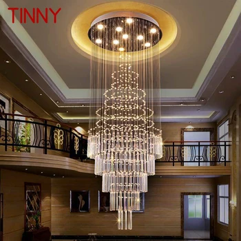 Современный хрустальный подвесной светильник, креативная роскошная светодиодная люстра для дома, гостиной, виллы, лестницы, подвесной светильник