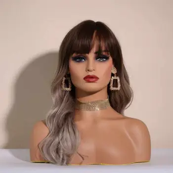 Реалистичная женская голова и плечи манекена, ПВХ, используется для изготовления парика из человеческих волос, модель витрины