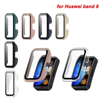 Чехол Для Huawei Band 8 Fashion Hard PC Frame Bumper Cover Case + HD Тонкое Закаленное Стекло Для Защиты экрана От царапин