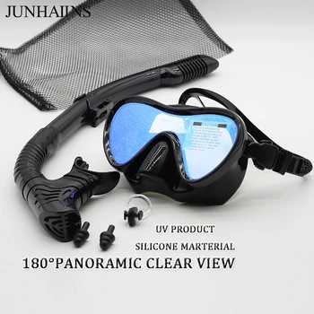 Профессиональная силиконовая маска для дайвинга с водяными легкими, дыхательная трубка, очки для плавания с закаленным стеклом против запотевания, набор для подводного плавания