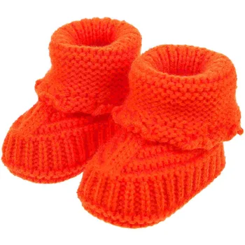 Детская зимняя обувь, пинетки для новорожденных, вязаная крючком толстая пряжа ручной работы, вязание спицами