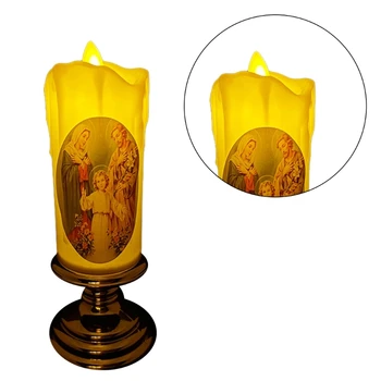 Светодиодная Свеча Virgin Christ Tealight Электронная Беспламенная Свеча для Преданной Молитвы Религиозное Украшение