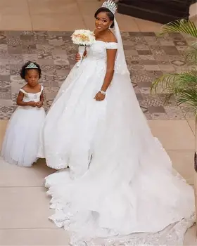 Африканская Принцесса Бальное Платье Свадебные Платья С Открытыми Плечами Кружевная Аппликация Для Новобрачных На Заказ Невеста