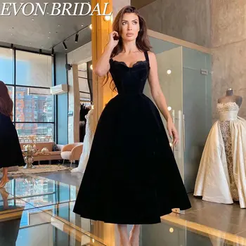 Современные вечерние платья EVON BRIDAL из черного атласа, романтические платья для выпускного вечера без рукавов с вырезом в виде сердечка, трапециевидные платья с открытой спиной 2024 г.