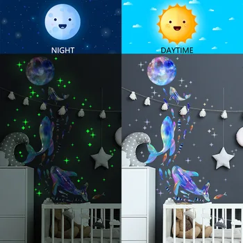 Новые декоративные наклейки на стену в комнате Dazzle Color Whale, светящиеся звезды Dazzle Stars, фон для спальни, наклейки на стену