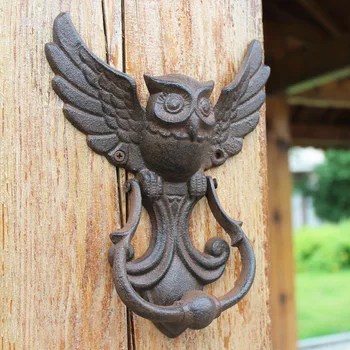 Железный молоток в американском стиле, винтажный дверной стук совы, антикварная дверная ручка, украшение для сада, дома, стены.