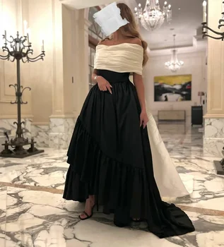 Длинные вечерние платья из тафты Хай-Лоу со шлейфом, Асимметричное плиссированное платье для выпускного вечера со стреловидным шлейфом, Robe de soirée для женщин