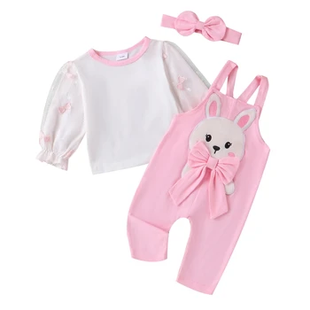 Комплект из 2 предметов со штанами для маленьких девочек, джинсовый комбинезон с расклешенными рукавами, одежда для младенцев