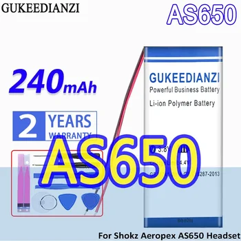 Аккумулятор GUKEEDIANZI высокой емкости 240 мАч для гарнитуры Shokz Aeropex AS650 Bateria