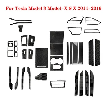 Для Tesla Model 3 Model-X S X 2014 2015 2016 2017 2018 2019, черные наклейки из углеродного волокна, Декоративные Аксессуары для интерьера автомобиля