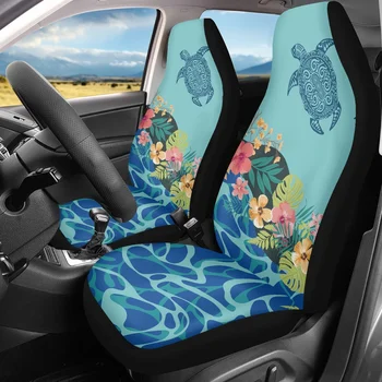 INSTANTARTS Водонепроницаемая защитная пленка для автомобильных сидений с принтом Гавайской морской черепахи, коралла и гибискуса для женщин, толстые чехлы для автомобильных сидений 2023 г.