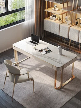 Итальянский минималистичный стол из каменной плиты, рабочий стол для домашнего кабинета, офисный стол, легкая роскошь, современный компьютерный стол