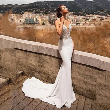 Роскошное Свадебное платье с V-образным вырезом для невесты 