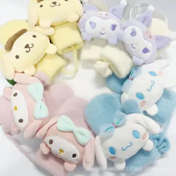 Детские перчатки Kawaii Sanrio, милые вязаные перчатки для куклы My Melody, теплые, с полной упаковкой, с подвешенной на шее рукой, креативный подарок для детей