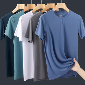 Летние мужские футболки Quick Dry 2023 С круглым вырезом и короткими рукавами, Сетчатая рубашка базового слоя, впитывающая влагу, Дышащие топы, Футболка