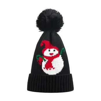 Детская Рождественская Зимняя шапка с милым Снеговиком, Шерстяная Вязаная Шапочка, Теплая Шапочка для новорожденных в холодную погоду, Аксессуары