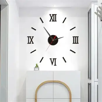 Часы-наклейки своими руками, 3D зеркальные настенные часы, украшение для дома, бесшумные цифровые акриловые часы