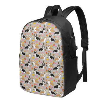 Классический Базовый холщовый школьный рюкзак Corgi Pizza, повседневный рюкзак, офисный рюкзак для мужчин и женщин