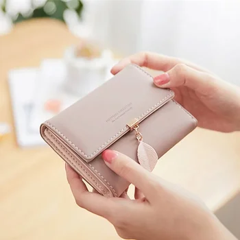 Женская сумочка, короткая студенческая однотонная Корейская версия, Маленький Свежий Многофункциональный кошелек для монет с тремя складываниями, кошелек